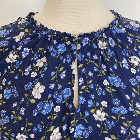Blue Floral Print Long Sleeve Dress - Picture 5 of 12